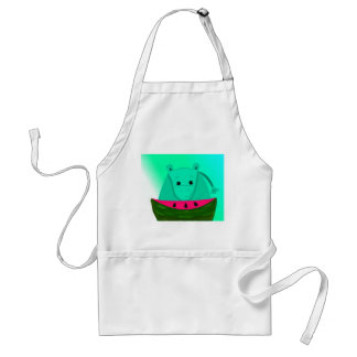 Hippo with Watermelon Slice Adult Apron