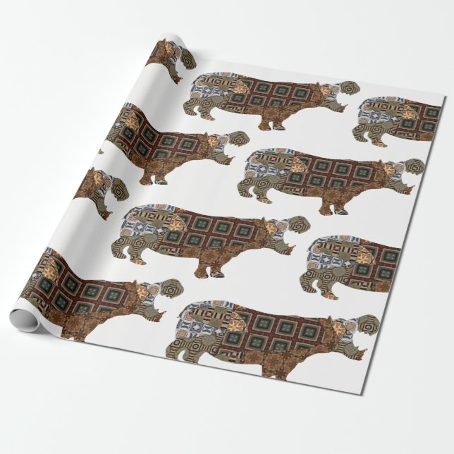 Hippo Wrapping Paper (Unrolled)