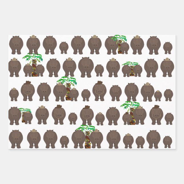 Hippo Wrapping Paper Sheets (Front)