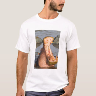 Hippo yawning, Tanzania T-Shirt