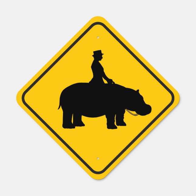 Hippoback Rider Crossing Metal Sign (Front)