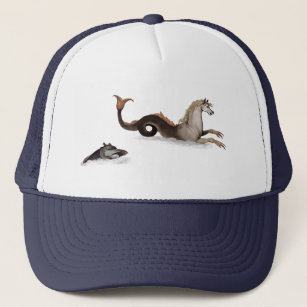 Hippocampus and fish trucker hat