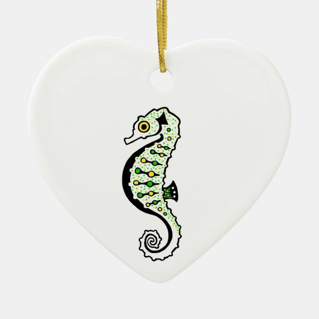 Hippocampus - Cute SEAHORSE - Ocean wildlife - Ceramic Ornament (Front)