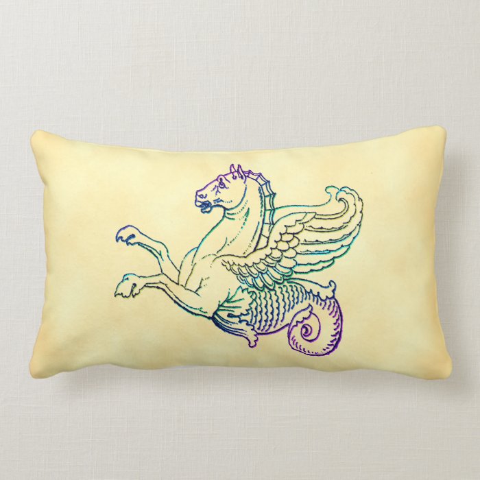 Hippocampus Vintage Art Pillow