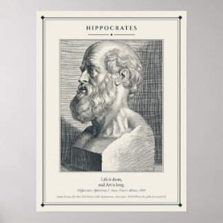 Hippocrates Bust, Life Is Short and Art Is Long Poster