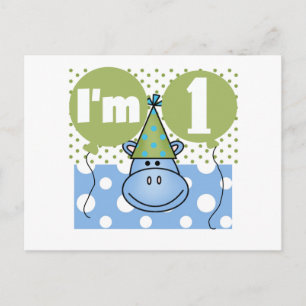 Hippopotamus 1st Birthday Tshirts and Gifts Postcard