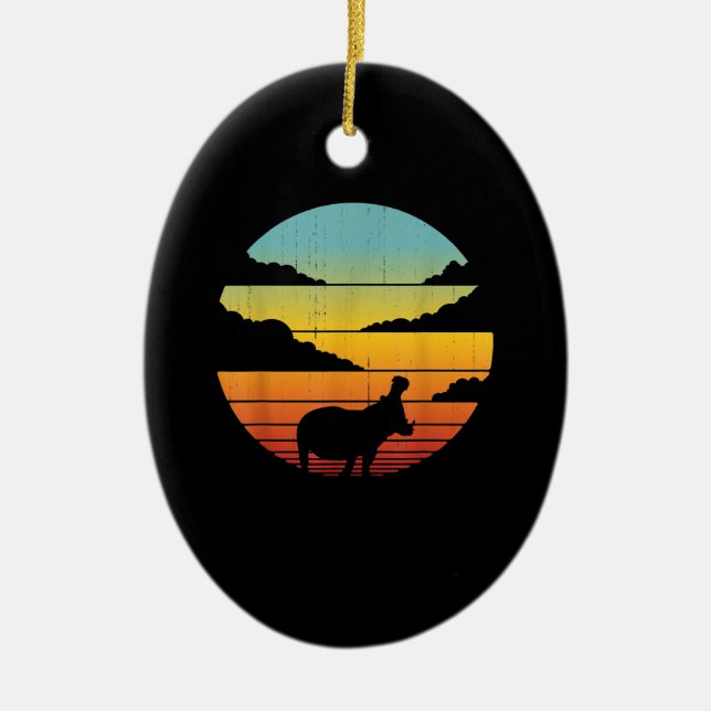 Hippopotamus 60s 70s Hippo |  Hippo Lover Ceramic Ornament (Front)