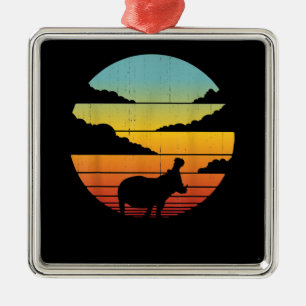 Hippopotamus 60s 70s Hippo    Hippo Lover Metal Ornament