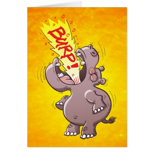 Hippopotamus Burping Loudly Cards (Front)