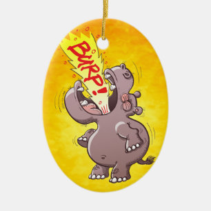 Hippopotamus Burping Loudly Ceramic Ornament