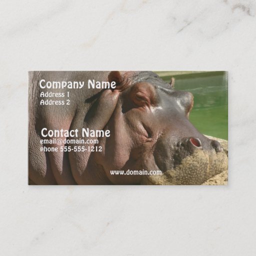 Customizable Hippopotamus Business Card