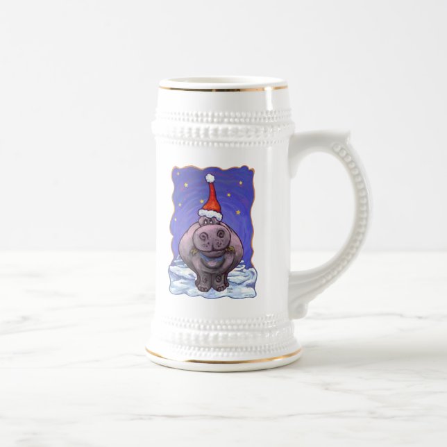 Hippopotamus Christmas Beer Stein (Right)
