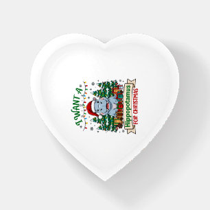Hippopotamus Christmas Hippo Santa Hat Trees Prese Paperweight