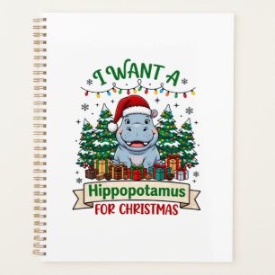 Hippopotamus Christmas Hippo Santa Hat Trees Prese Planner