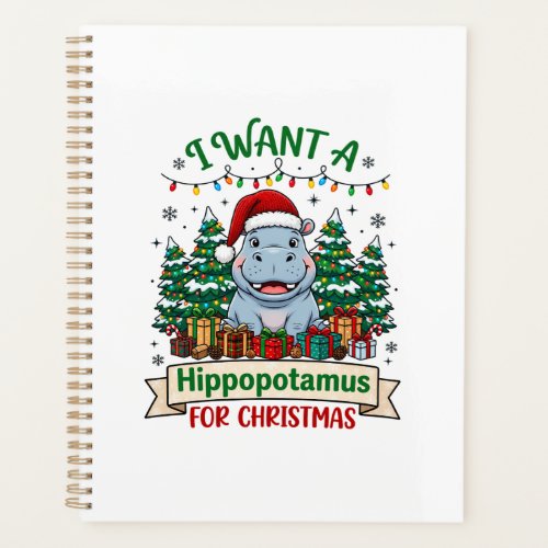 Hippopotamus Christmas Hippo Santa Hat Trees Prese Planner