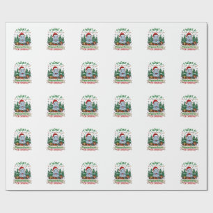 Hippopotamus Christmas Hippo Santa Hat Trees Prese Wrapping Paper