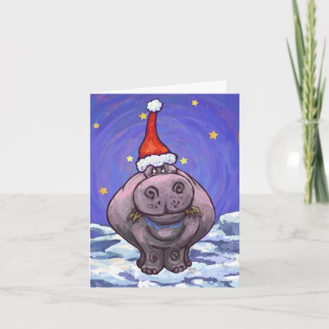 Hippopotamus Christmas Holiday Card (Front)