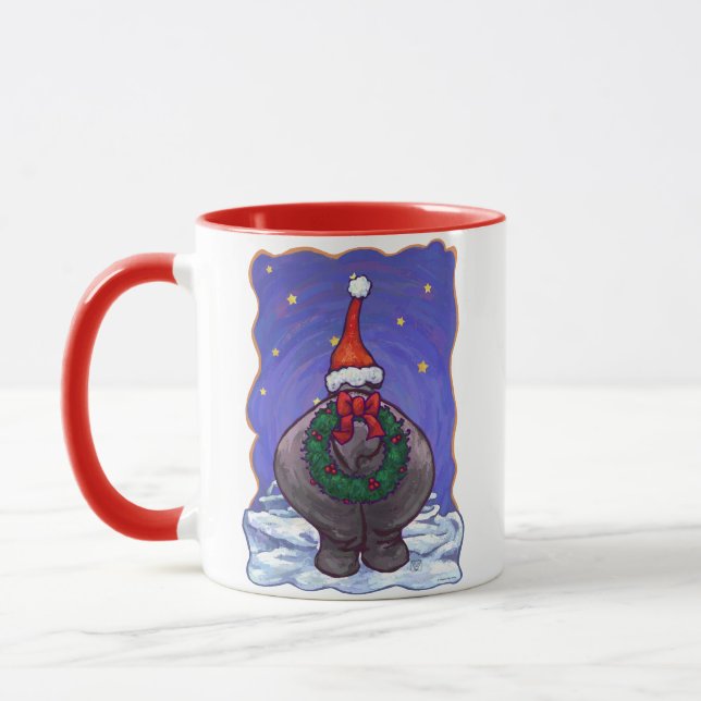 Hippopotamus Christmas Mug (Left)