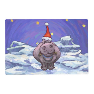 Hippopotamus Christmas Placemat