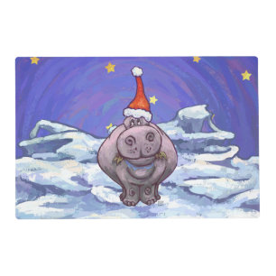 Hippopotamus Christmas Placemat