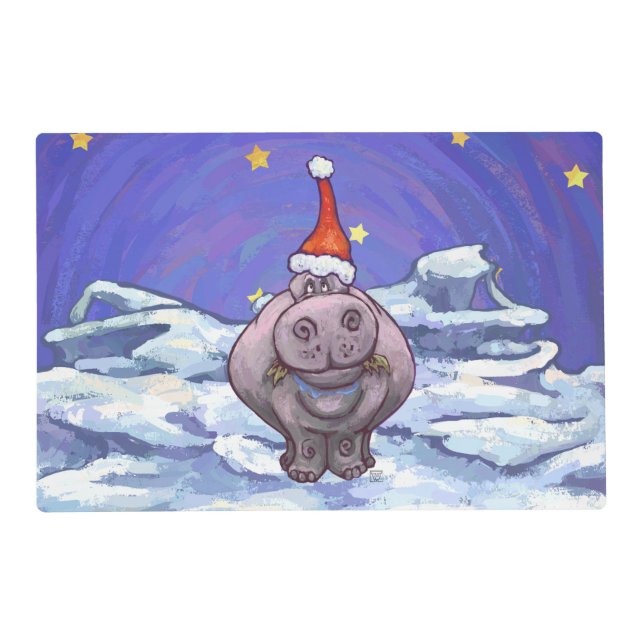 Hippopotamus Christmas Placemat (Front)