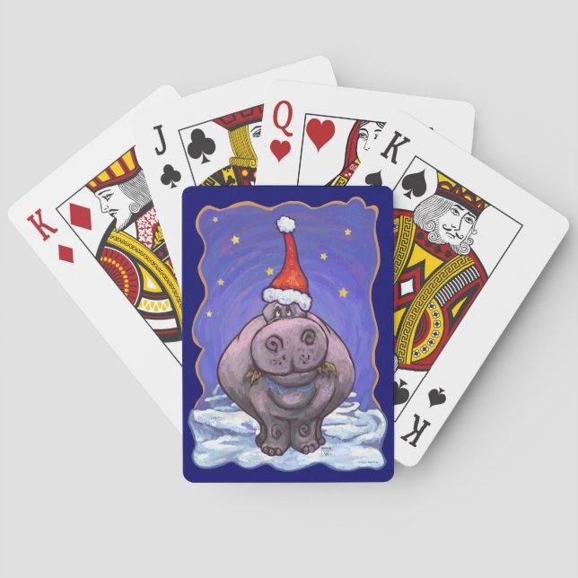 Hippopotamus Christmas Poker Cards (Back)