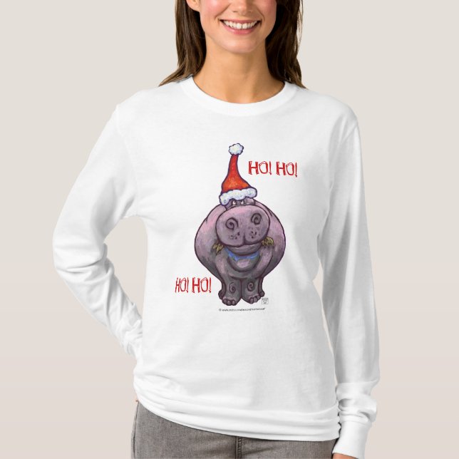 Hippopotamus Christmas T-Shirt (Front)