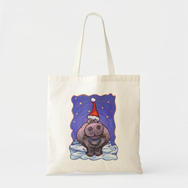 Hippopotamus Christmas Tote Bag (Front)