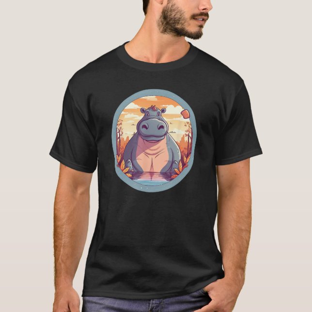 Hippopotamus Cute Hippo Kids Safari Zoo Animal T-Shirt (Front)