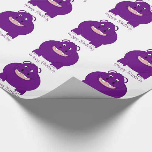 Hippopotamus Design Birthday Wrapping Paper