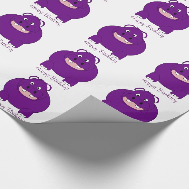 Hippopotamus Design Birthday Wrapping Paper (Corner)