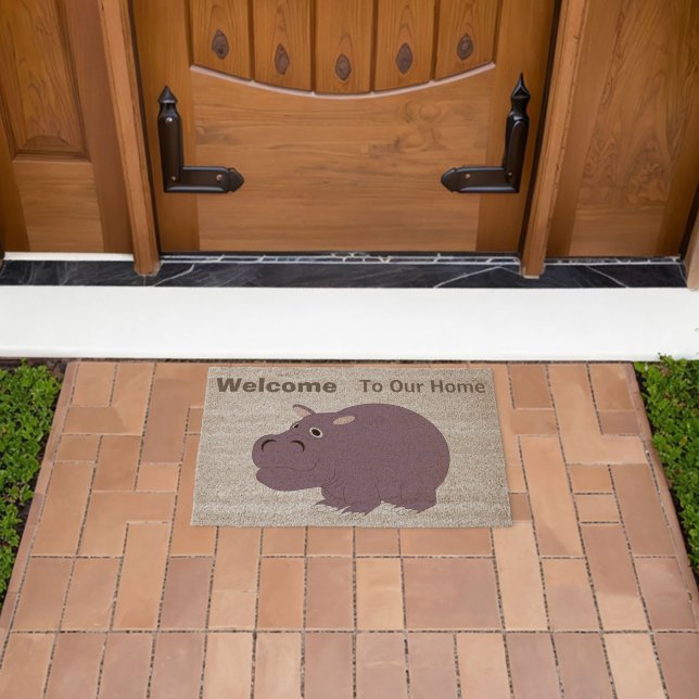Hippopotamus Design Personalised Fiber Doormat (Insitu (Outdoor))