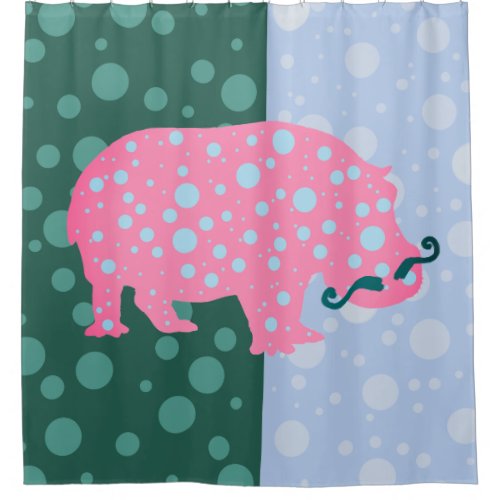 Hippopotamus Dots Trendy Hipster Shower Curtain