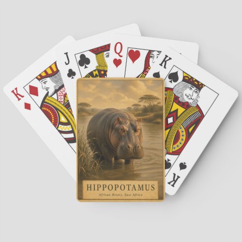 Hippopotamus East African Rivers VINTAGE Poker Cards