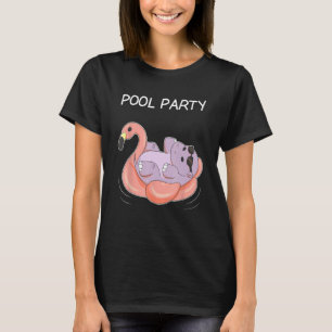 Hippopotamus Flamingo Float Pool Party Funny Hippo T-Shirt