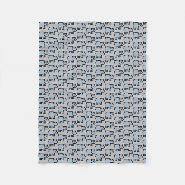 Hippopotamus Fleece Blanket (Front)