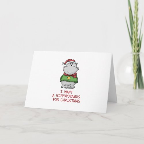 Hippopotamus for Christmas _ Cute Hippo Design Holiday Card