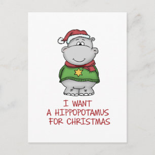 Hippopotamus for Christmas - Cute Hippo Design Holiday Postcard