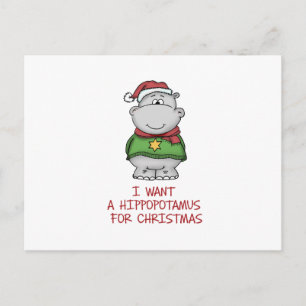 Hippopotamus for Christmas - Cute Hippo Design Holiday Postcard