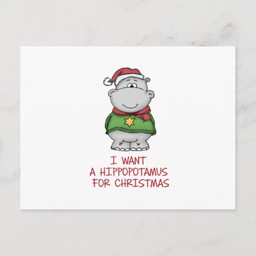 Hippopotamus for Christmas _ Cute Hippo Design Holiday Postcard