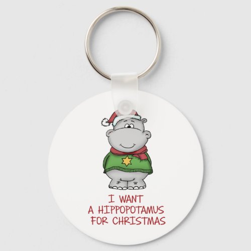 Hippopotamus for Christmas _ Cute Hippo Design Keychain