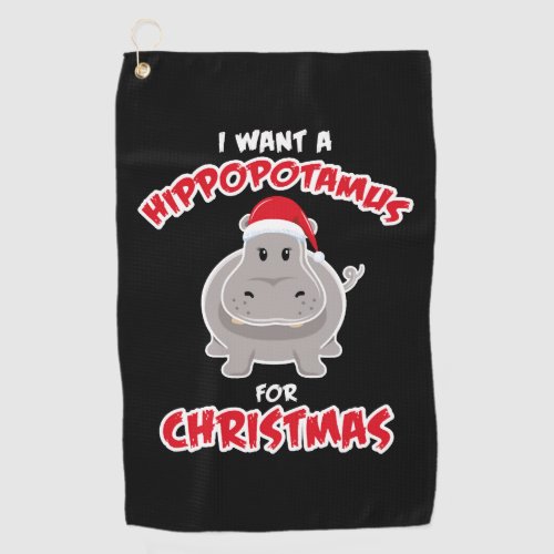 Hippopotamus For Christmas Gift Christmas Golf Towel