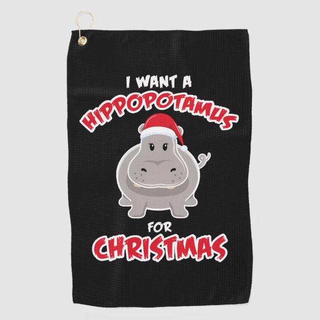 Hippopotamus For Christmas Gift Christmas Golf Towel (Front)