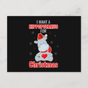 Hippopotamus For Christmas Merry Santa Elf Gnomes Postcard