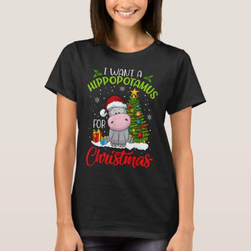 Hippopotamus For Christmas Xmas T_Shirt