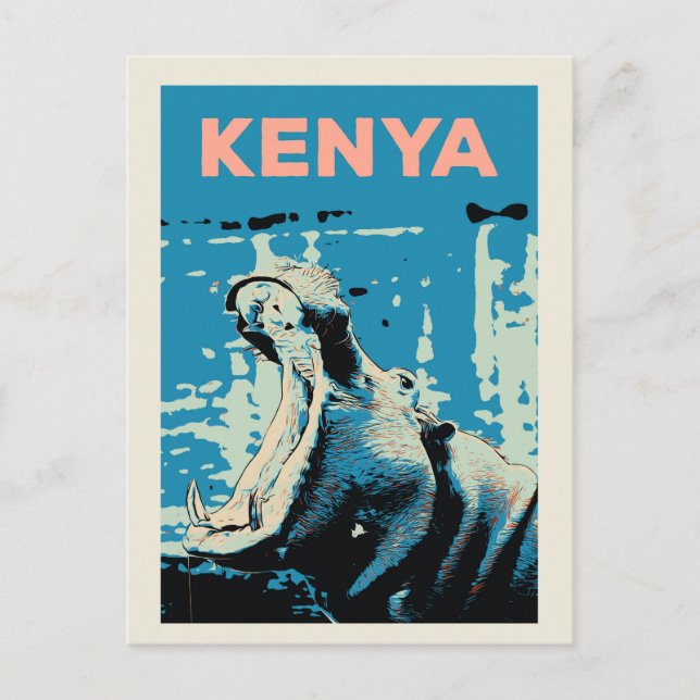 Hippopotamus from Kenya Postcard (Front)