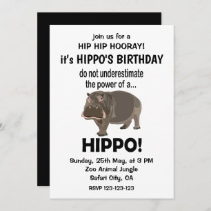 Hippopotamus Funny Cute Hippo Birthday Invitation