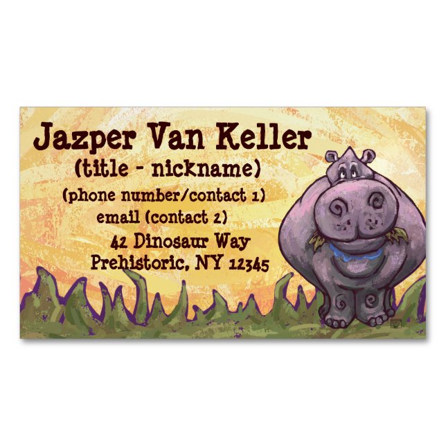 Hippopotamus Gifts & Accessories Business Card Magnet (Front)