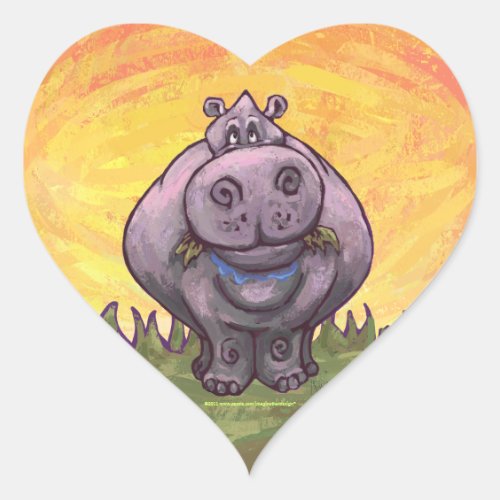 Hippopotamus Gifts  Accessories Heart Sticker