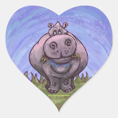 Hippopotamus Gifts  Accessories Heart Sticker